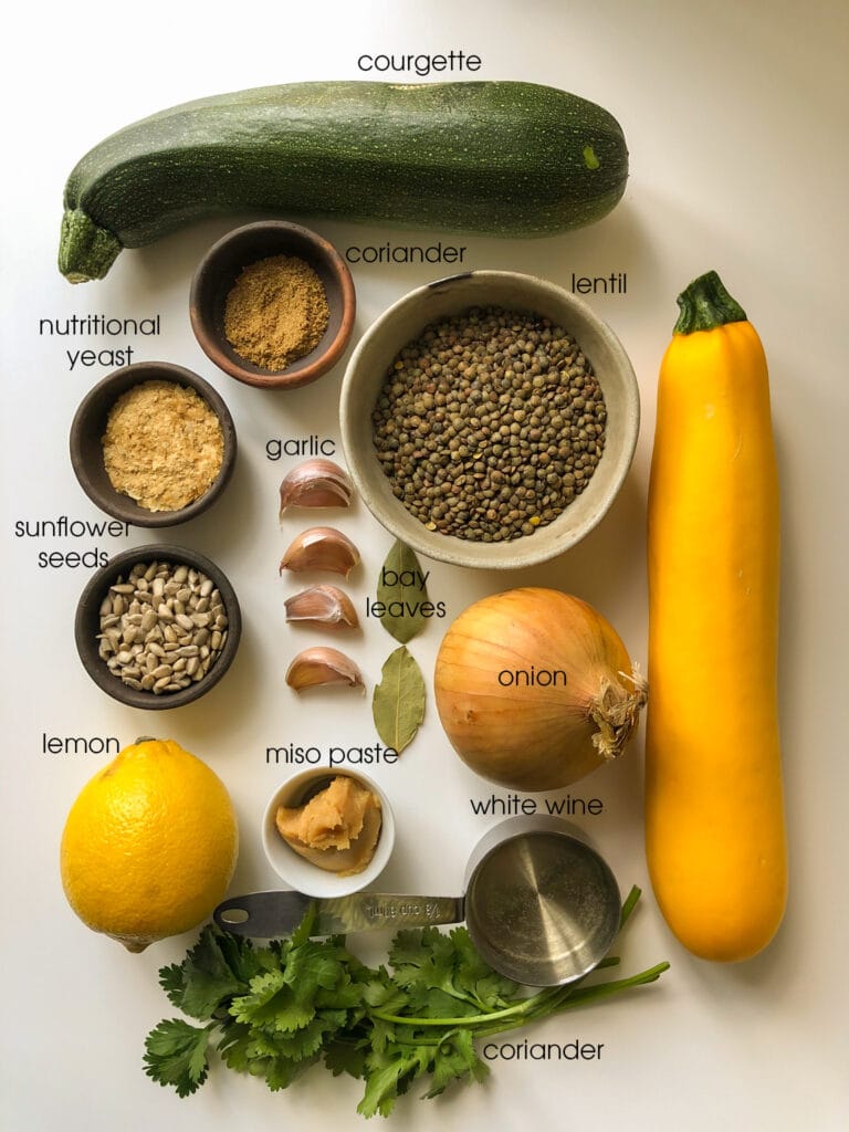 Lentil Courgette Coriander Risotto Ingredients