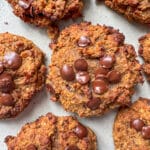 Baked Chickpea Chocolate Chip Cookies on a light grey plate