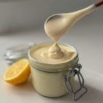 Healthy Vegan Mayonnaise in a small glass jar