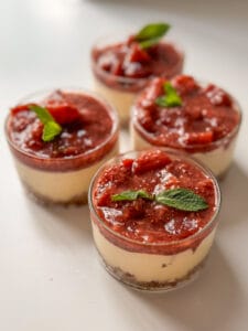Mini Cardamom Cheesecakes with Rhubarb Jam