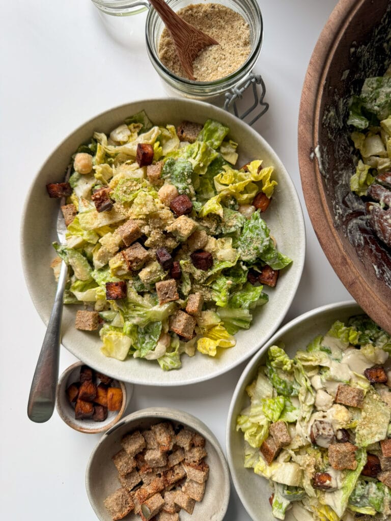 Vegan Caesar Salad with Smoky Tofu Bites