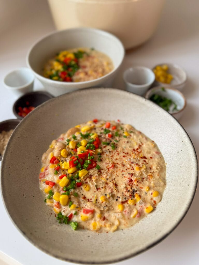 Corn Chowder with White Beans & Lemon Zest
