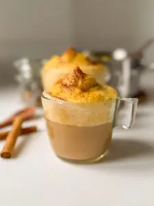 Golden Pumpkin Spice Latte in 2 glass cups